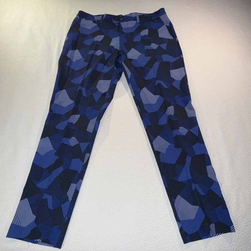 J. Lindbergh Men's Blue Camo Patch 34 X 34 Tight Golf Pants Light Weight